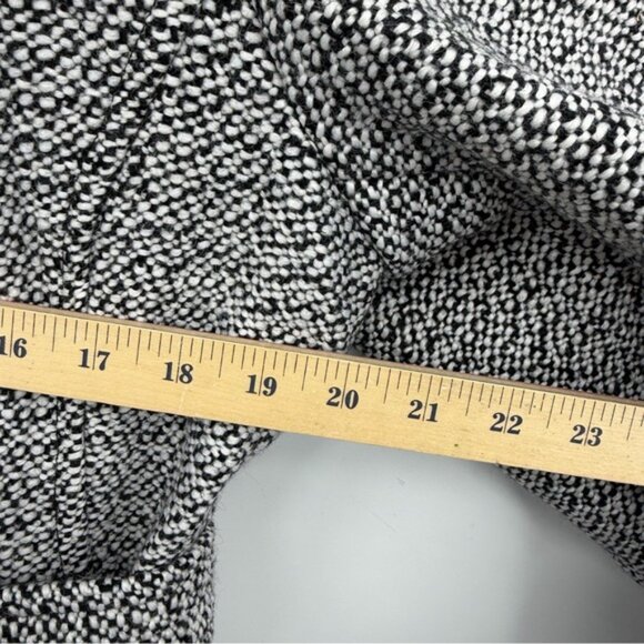 NWT Gallery tweed Hooded Wool-Blend Walker Coat black white print sz L - Picture 8 of 10